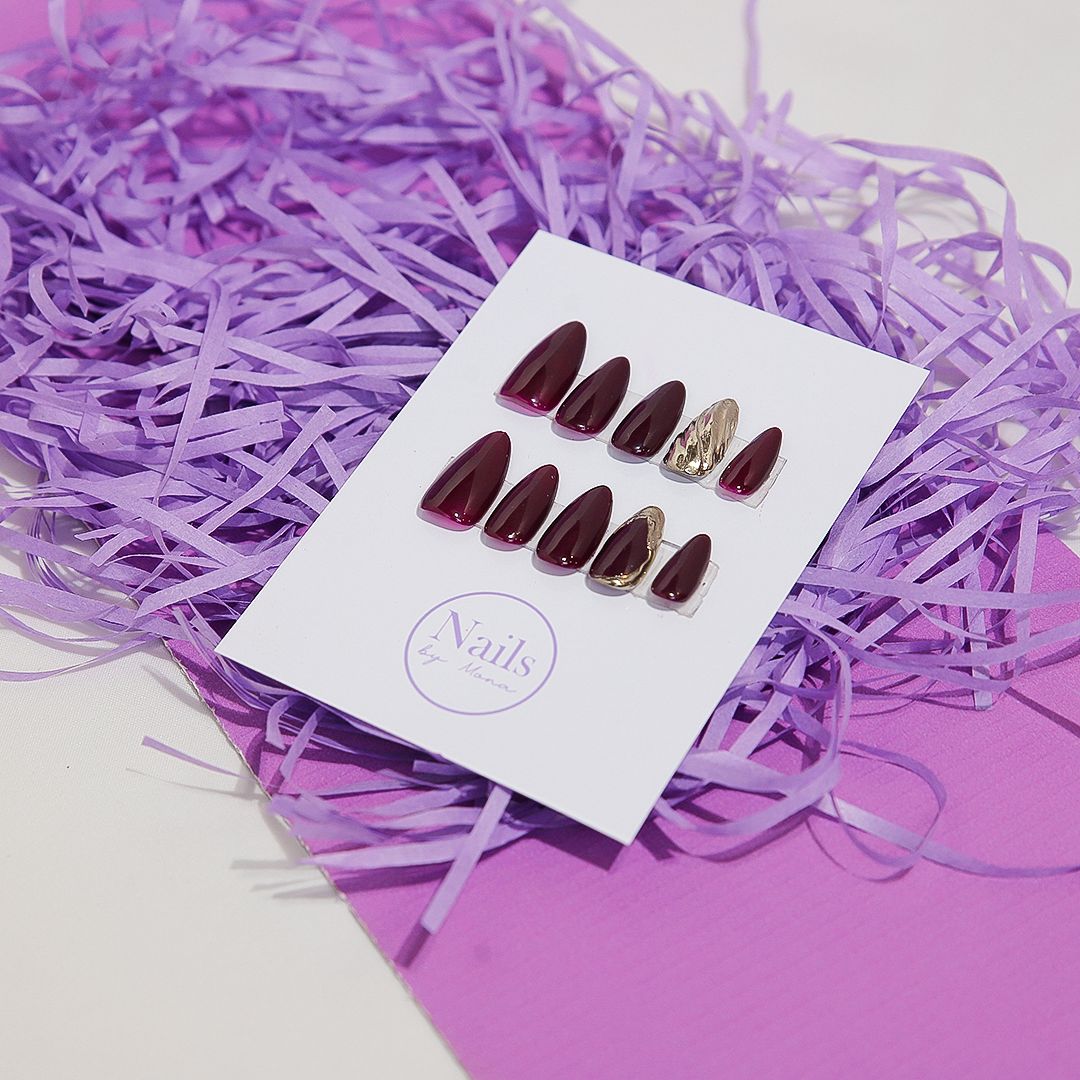  Molten Wine — Glam tier custom-fit press-on nails