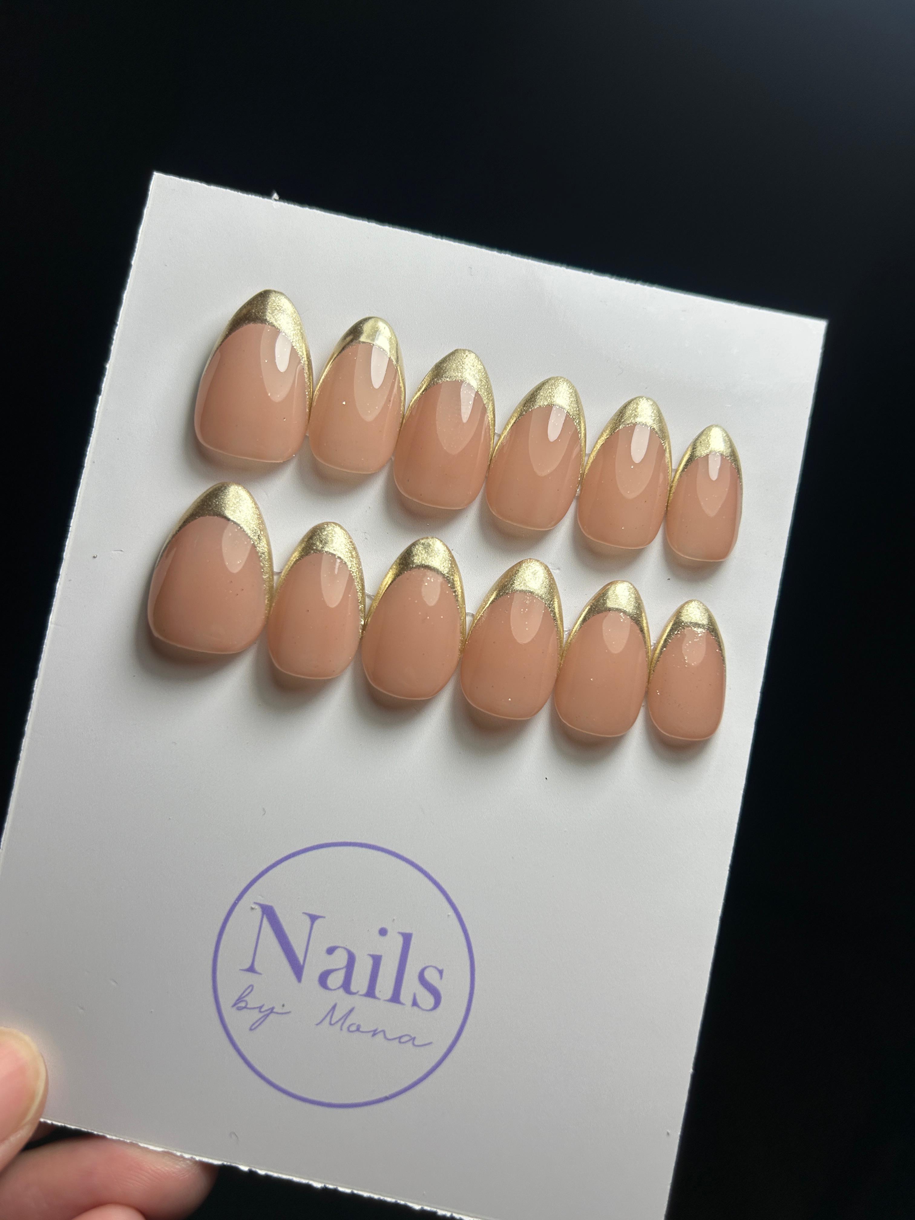 Bold Gold French — Signature tier custom-fit press-on nails