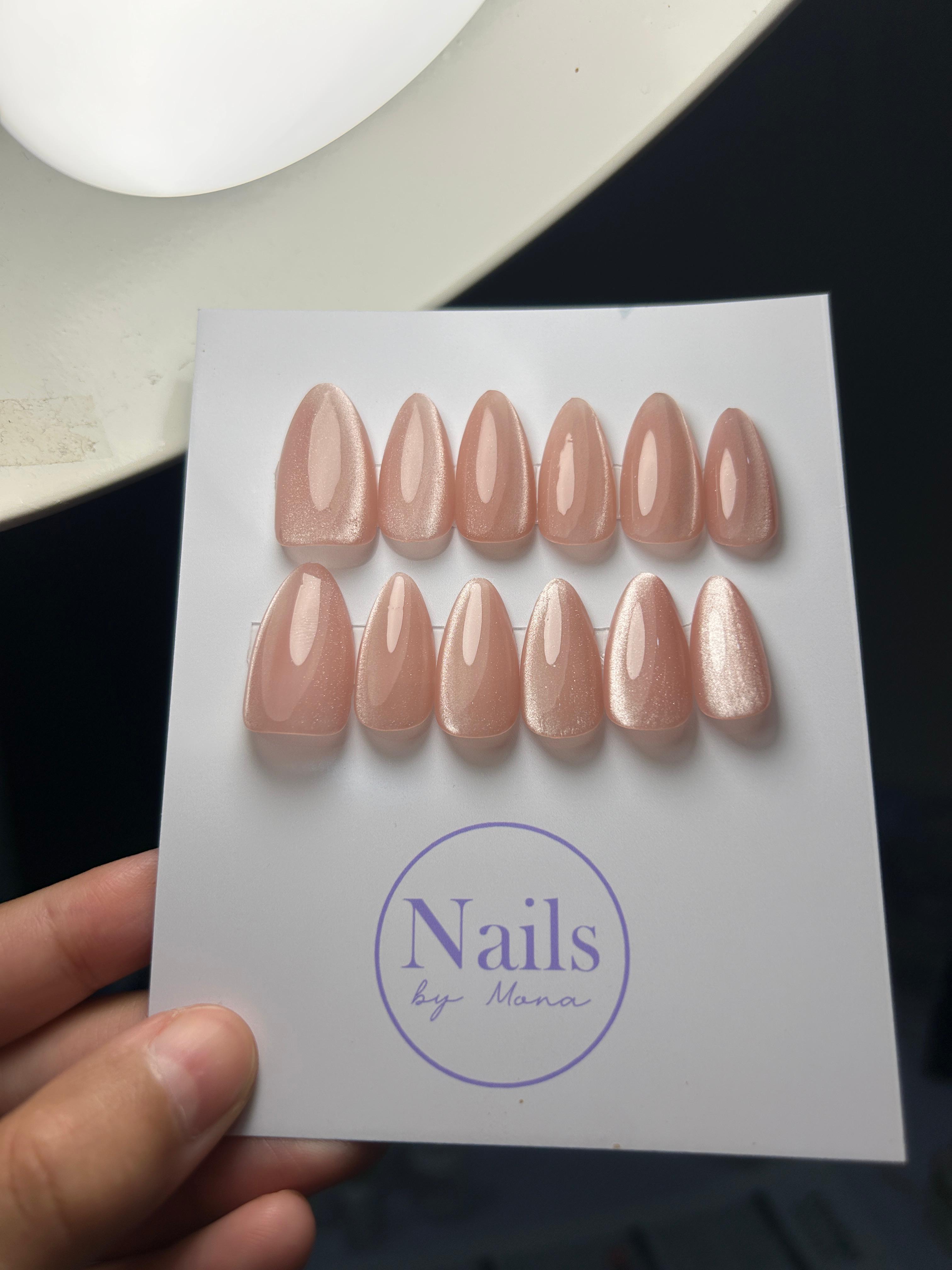 Rose Gold Shimmer — Signature tier custom-fit press-on nails