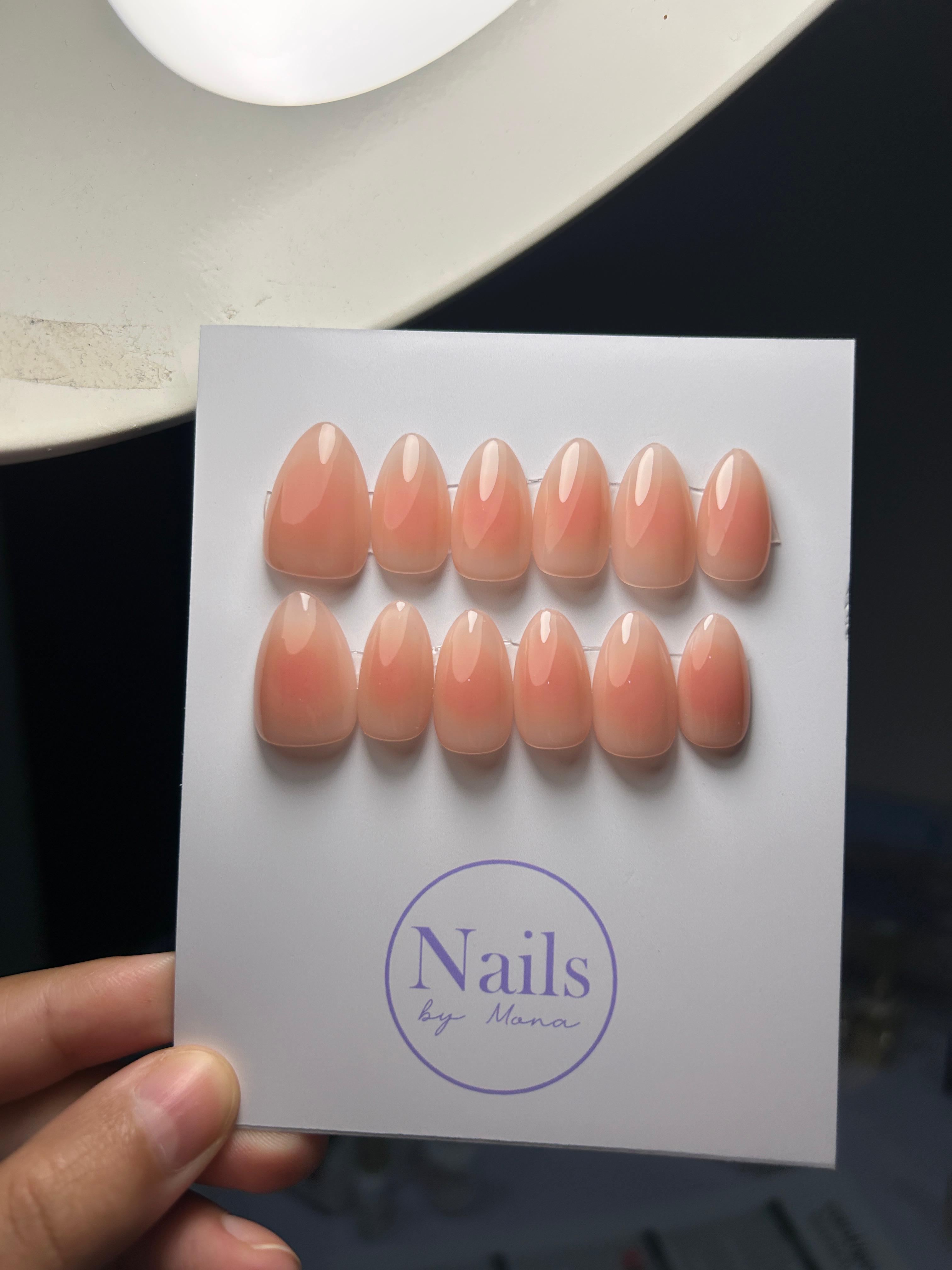 Peach Coral Ombre — Signature tier custom-fit press-on nails