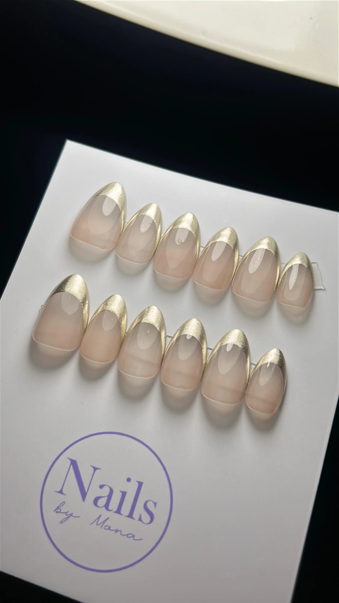Champagne Satin French, Bridal tier custom-fit press-on nails