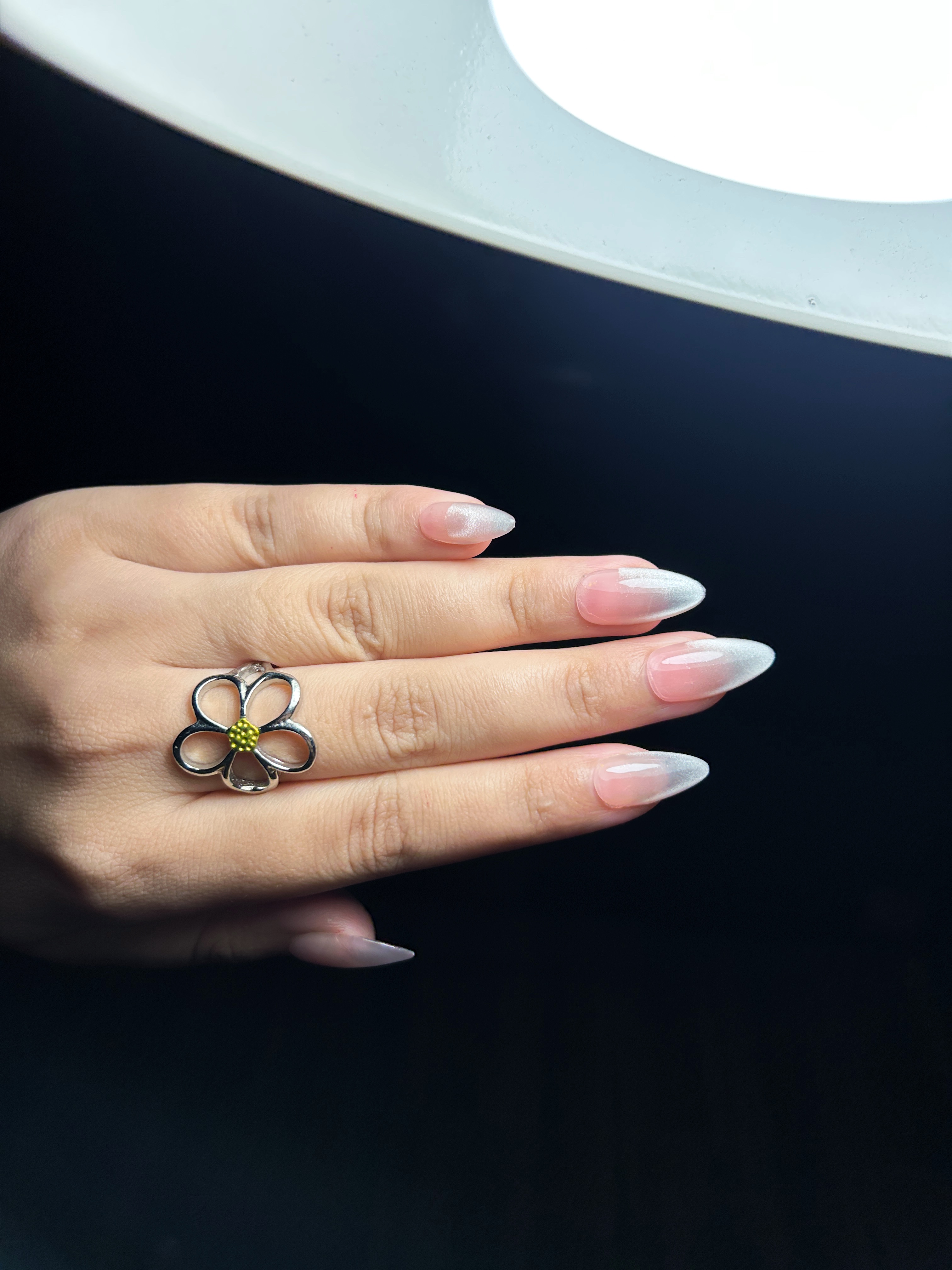 Silver cat eye ombre — Signature tier custom-fit press-on nails