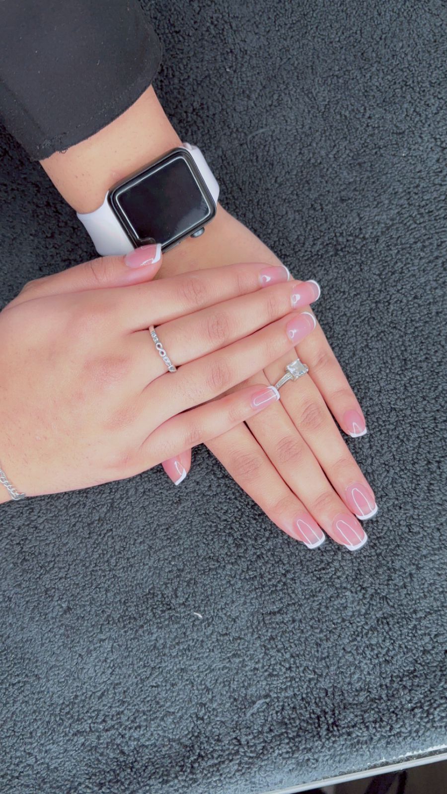Our Mirpur customer chose these beautiful micro French tips with a soft pink base for a clean and timeless look.